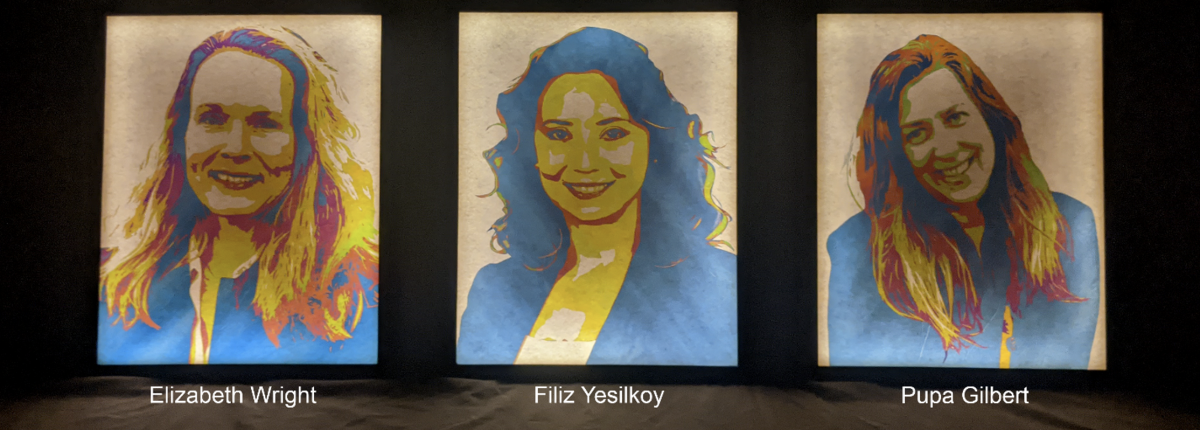 Portraits of 3 UW Madison professors seen through a polarized filter