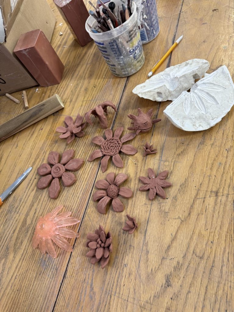 flowers made of clay