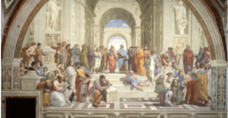The school of athens, a fresco by the Italian Renaissance artist Raphael.